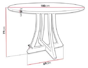 Okrúhly kuchynský stôl TULZA 1 - lesklý biely / lesklý čierny