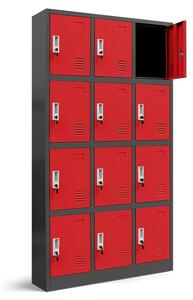 Kovová šatňová boxová skriňa na sokli s 12 boxami model MARCIN antracitovo-červená JAN NOWAK 7O-OC2Y-I9A1