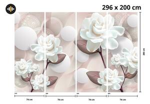 Fototapeta - Biele kvety 3D (296x200 cm)