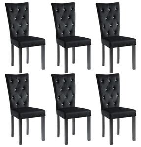 Jedálenské stoličky 6 ks čierne zamatové