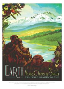 Obrazová reprodukcia Earth - Your Oasis in Space (Retro Intergalactic Space Travel) NASA, (30 x 40 cm)