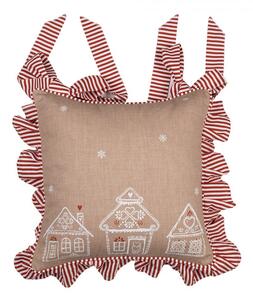 Hnedý podsedák s volánikmi s perníkovými chalúpkami Gingerbread Bliss - 40*40cm - Clayre & Eef