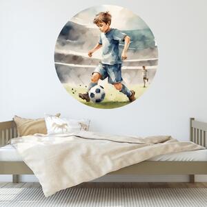 PIPPER. Kruhová samolepka na stenu "Chlapec futbalista" Veľkosť: 100 cm