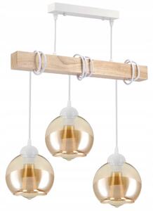 BERGE Drevená LED stropná závesná lampa 3xE27 - biela