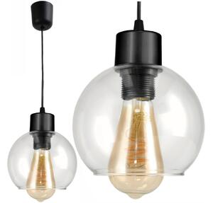 BERGE E27 LED luster závesné svietidlo, sklenená guľa, priehľadné