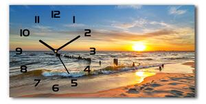 Vodorovné Sklenené hodiny na stenu Západ slnka pláž
