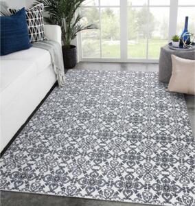 Koberec ARGENT - W4949 Kvety biely / sivý