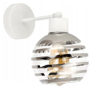 BERGE Sklenená LED nástenná lampa biela 1xE27 - gulička horizontálne pruhy