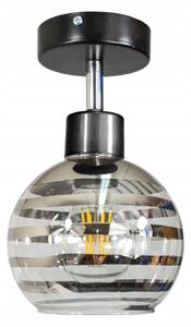 BERGE Sklenená LED závesná lampa 1xE27 - gulička s horizontálnymi pruhmi