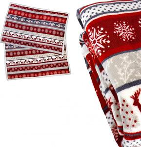 2x Vianočná červeno-biela baránková deka z mikroplyšu WINTER DELIGHT 160x200 cm
