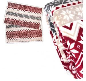 2x Vianočná červeno-biela baránková deka z mikroplyšu MERRY HUG 160x200 cm