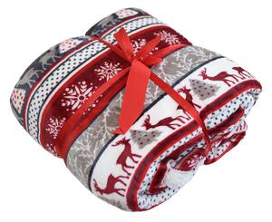 2x Vianočná červeno-biela baránková deka z mikroplyšu WINTER DELIGHT 160x200 cm