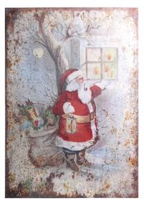 Vianočný kovový závesný obraz Santa Vintage - 66*95 cm - Chic Antique