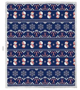 2x Vianočná tmavomodrá baránková deka z mikroplyšu FROSTY 160x200 cm