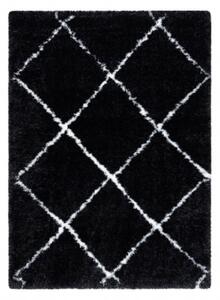 Koberec FLUFFY 2373 shaggy kratka, trellis - antracit / biely