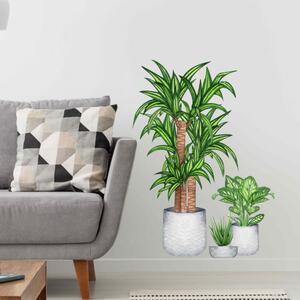 INSPIO-textilná prelepiteľná nálepka - Nálepka na stenu do obývačky - Izbové rastliny