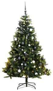 Umelý výklopný vianočný stromček 150 LED a sada gúľ 120 cm