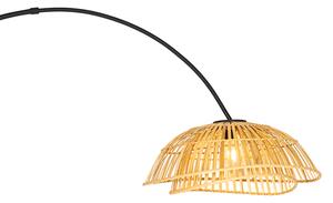 Orientálna oblúková lampa čierna s prírodným bambusom - Pua