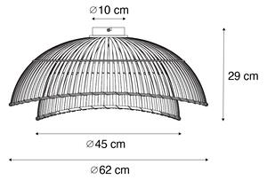 Orientálne stropné svietidlo čierne bambusové 62 cm - Pua