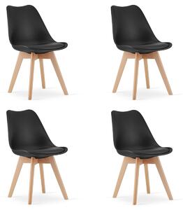 Set 4 stoličiek MARK čierne / hnedé nohy