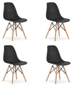 Set 4 stoličiek OSAKA čierne / prírodné nohy