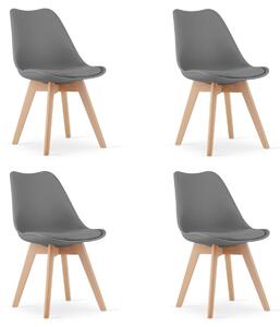 Set 4 stoličiek MARK sivé / hnedé nohy