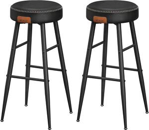 VASAGLE Barová stolička - čierna - 51,6x76,2x51,6 cm - set 2 ks