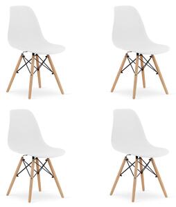 Set 4 stoličiek OSAKA biele / prírodné nohy