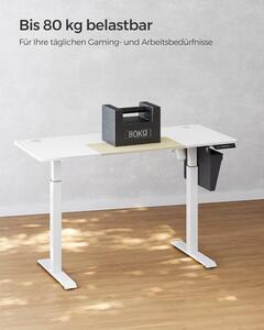 SONGMICS Drevený písací stôl výškovo nastaviteľný - biela - 140x72-120x60 cm