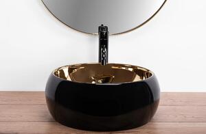 Rea - Umývadlo na dosku Luna - zlatá / čierna - 40x40 cm