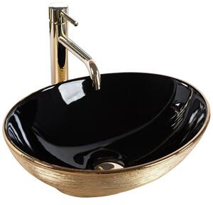 Rea - Umývadlo na dosku Sami - zlatá/čierna - 41x33,5 cm