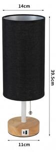 Brilagi - Stolná lampa s USB portom TABLON 1xE27/25W/230V dub/biela/čierna