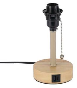 Brilagi - Stolová lampa s USB portom TABLON 1xE27/25W/230V dub/béžová/čierna