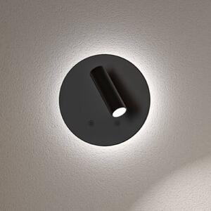 Paulmann LED nástenný reflektor s akumulátorom Kiora, čierny, výška 20 cm, stmievač, Čierna, Obývacia izba / jedáleň, kov, Moderný, Nástenné bodové svietidlo
