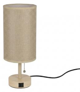 Brilagi - Stolná lampa s USB portom TABLON 1xE27/25W/230V dub/béžová
