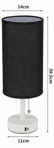 Brilagi - Stolová lampa s USB portom TABLON 1xE27/25W/230V biela/čierna