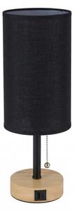Brilagi - Stolná lampa s USB portom TABLON 1xE27/25W/230V dub/čierna