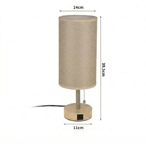 Brilagi - Stolná lampa s USB portom TABLON 1xE27/25W/230V dub/béžová