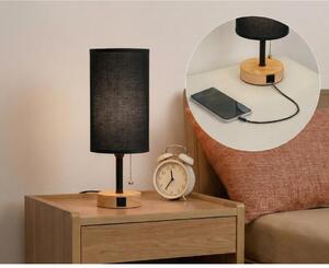 Brilagi - Stolná lampa s USB portom TABLON 1xE27/25W/230V dub/čierna