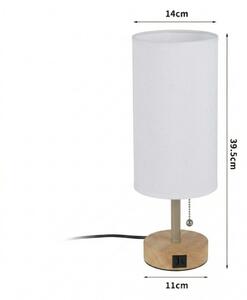 Brilagi - Stolná lampa s USB portom TABLON 1xE27/25W/230V dub/béžová/biela