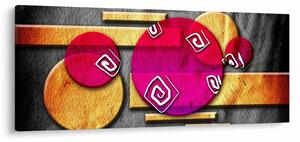 Abstraktný obraz s historickými symbolmi (120x50 cm)