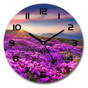 Sklenené hodiny okrúhle Kvety v horách