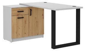 Rohový písací stôl LUGANO 138 cm s komodou Farba: Dub artisan + svetlo sivý korpus