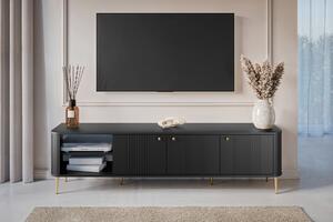 TV stolík Vespera 3D 187 cm - čierna / zlaté nožičky