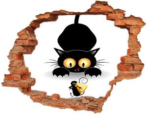 Diera 3D v stene na stenu Mačka a myš nd-c-49307628