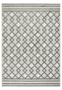 Šnúrkový koberec Stella D418A - Romby Aztec sivý / strieborný