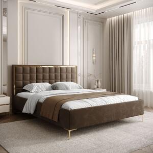 ČALÚNENÁ POSTEĽ NOEMI GOLD 140x200 S ROŠTOM ROYAL VELVET 196