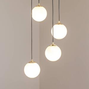 Závesné svietidlo Glassy, 4-pl., okrúhle, čierne/opálové, Čierna, Obývacia izba / jedáleň, Sklo, Moderný, Závesné svietidlo