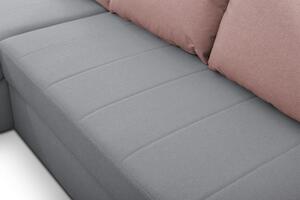 Rozkladacia sedacia súprava s úložným priestorom MEYA - svetlo šedá / ružová