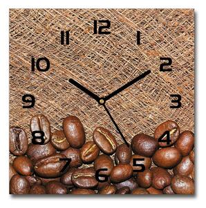 Sklenené hodiny štvorec Zrnká kávy